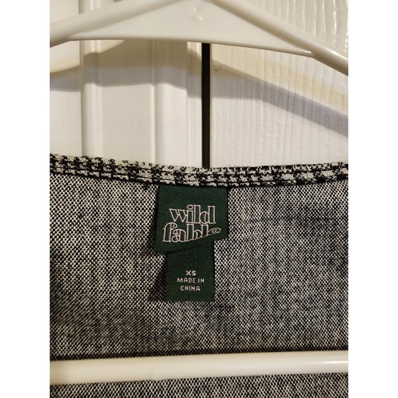 Wild Fable Plaid Crop Top Black White Checkered Front Zip Square Chic XS Preppy - Picture 6 of 6